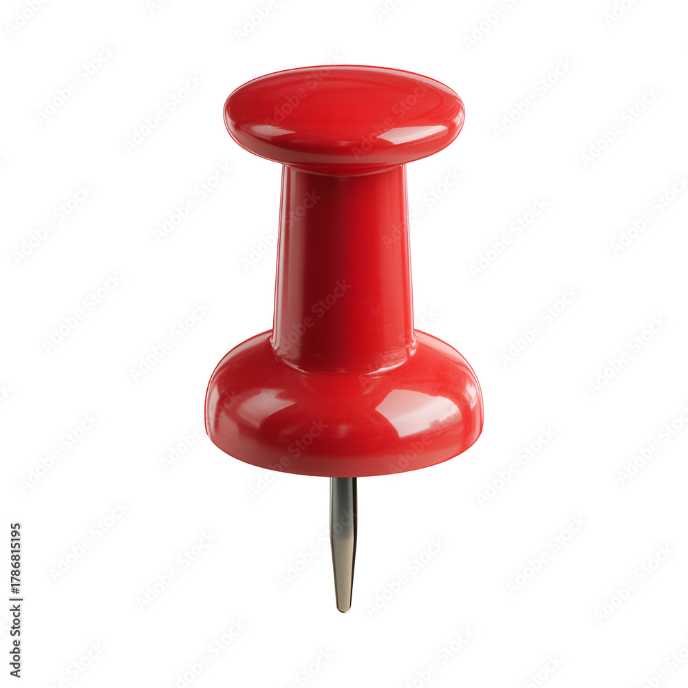 Fototapeta premium Red thumbtack isolated on transparent background