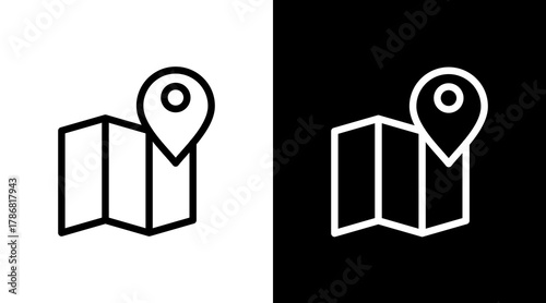 Map  White Icon Set Design