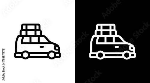 Car  White Icon Set Design