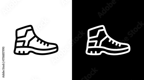 Hiking Boot  White Icon Set Design