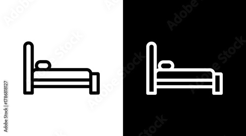 Bed  White Icon Set Design