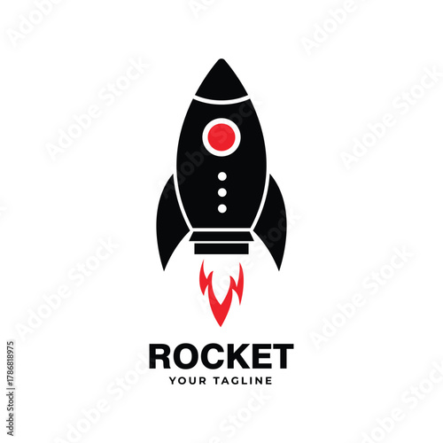 Spaceship rocket concept logo design. Space icon. Speed transport symbol. Logistic delivery sign. Vector illustration.Web