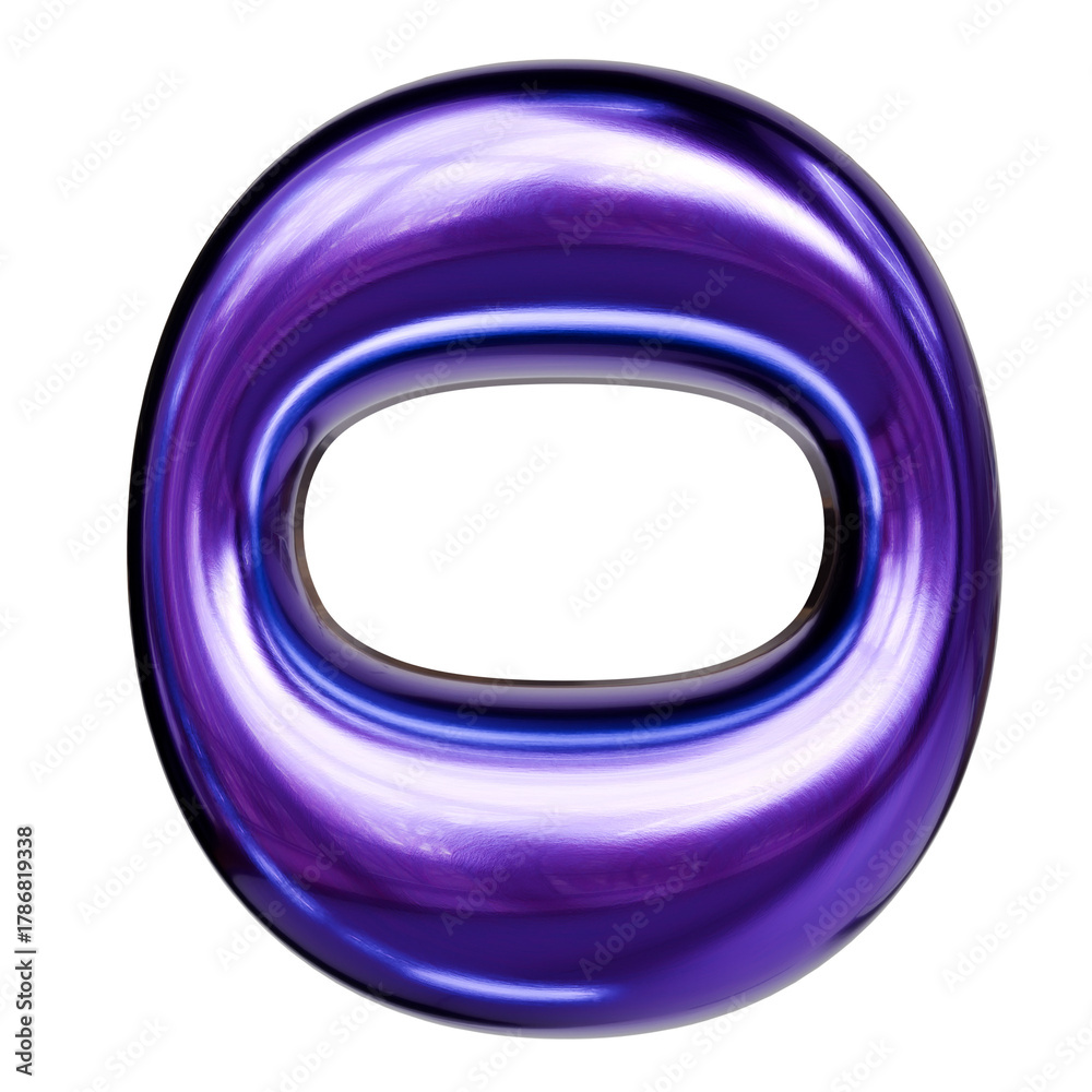 Fototapeta premium Alphabet number and symbol 3d word render Purple Chrome Glossy Tubular Symbol