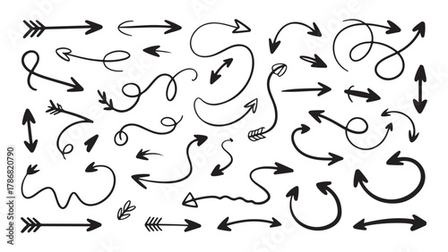 Collection of diverse arrow icons for digital and print design applications