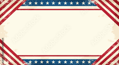 Distressed American Flag Border Background - Grunge Patriotic Vector Banner