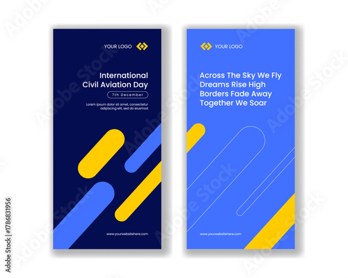 International Civil Aviation Day Flat Cartoon Hand Drawn Vertical Banner Illustration Background