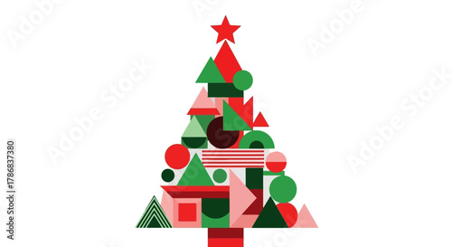 Festive Geometric Christmas Tree Illustration for Holiday Season