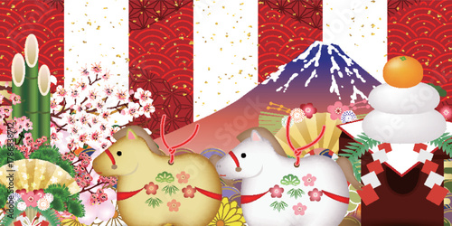 午　年賀状　干支　背景