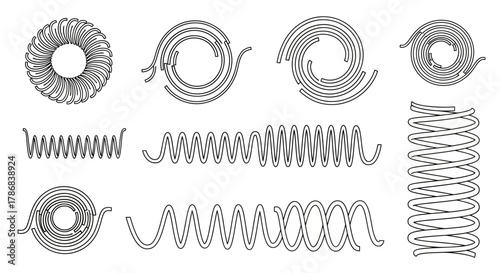 Springs Flat linear round & spiral torsion designs in black and white