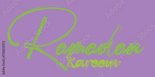 Ramadan kareem lettering text vector green and purple background design