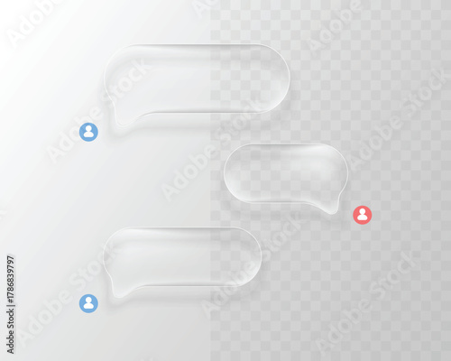 Glassmorphism Chat Bubbles, Glass Style Speech UI Elements