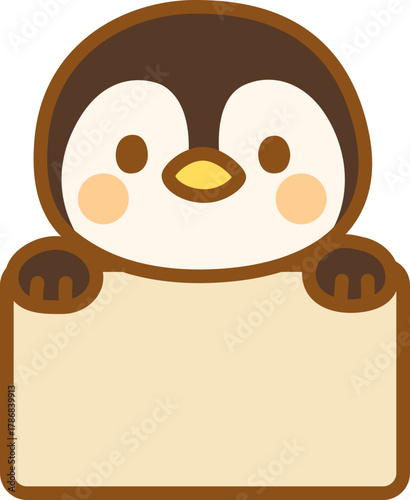 메시지 보드 들고 있는 펭귄