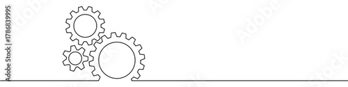 Gear Cog Continuous Line Vector Ideal for engineering, industry, technology, and abstract concepts requiring a minimalist, continuous line drawing style.