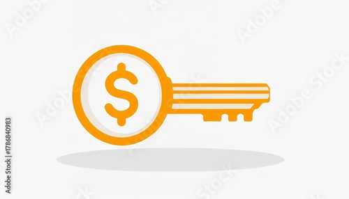 key with dollar sign on white background - access and finance concept 