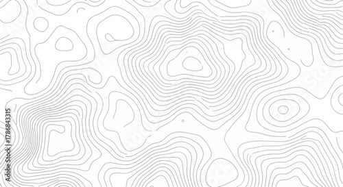 Abstract topographic map, contour lines on white background, terrain elevation grid