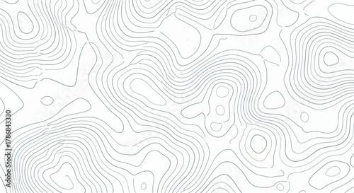 Contour Topographic Map Detailed Elevation Lines on White Background