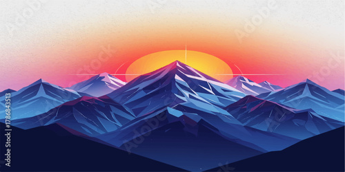 Lone Pine on Misty Mountain Ridge at Dawn – Serene Minimalist Nature Landscape in Soft Blue and Purple Tones