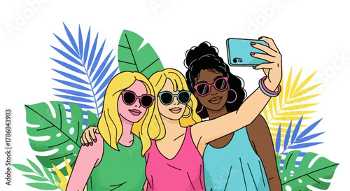 Friends Taking a Selfie on a Sunny Day A Joyful Moment of Friendship and Fun