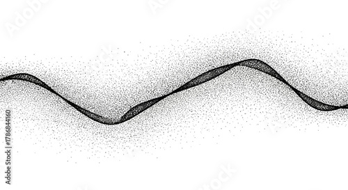 Abstract Black Ribbon Wave on White Background Minimalist Graphic Design Element