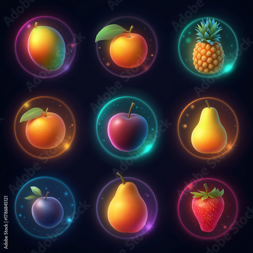 The ui casino slot game cartoon set for mobile gamble interface in app to play. Cute and glossy online spin badge object kit, casino slot game, casino element asset, Illustration