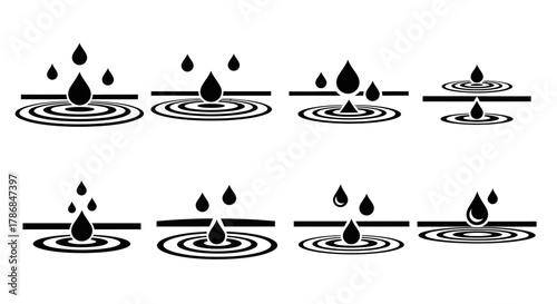 Captivating ripple effects shown with falling water drops creating serene visual impact for design projects