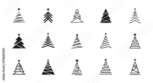 Icon set Christmas tree design elements, illustrator and vector