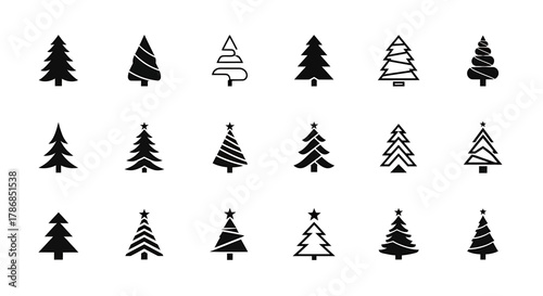 Icon set Christmas tree design elements, illustrator and vector