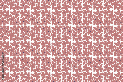 Gentle mauve petals form seamless flower pattern against a crisp white background