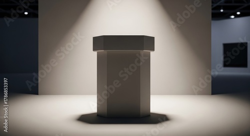 Isolated pedestal in a gallery setting with spotlight illumination art