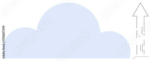 Light blue cloud shape with a dynamic upward arrow representing growth, innovation, and data transfer. Ideal for technology, internet, growth, data storage, progress, innovation server and simple