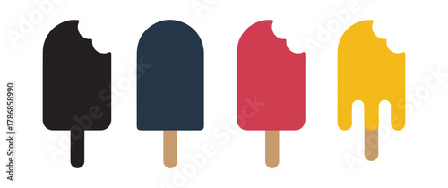 Colorful Bite-Marked Popsicles A Vector Illustration Showcasing Delightful Flavors and Refreshing Summer Treats on Sticks