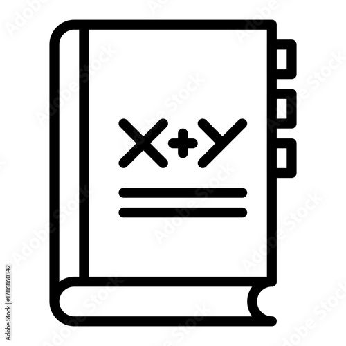 Math Textbook with Bookmark Line Icon