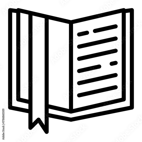 Open Book with Bookmark Reading Line Icon