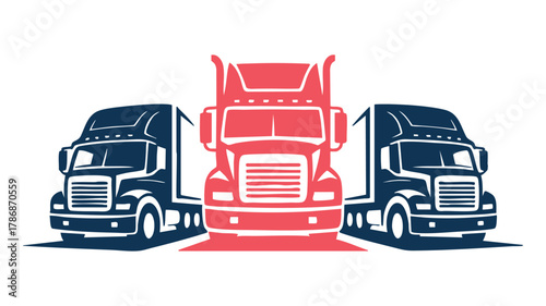 Three semi trucks transportation