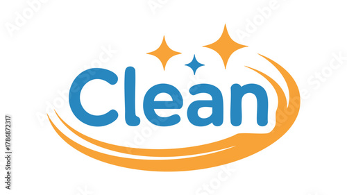 Clean text with sparkles and swoosh