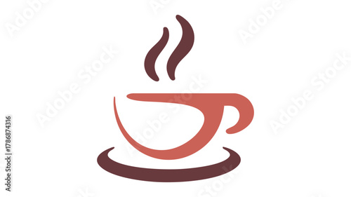 Stylized hot coffee cup logo icon