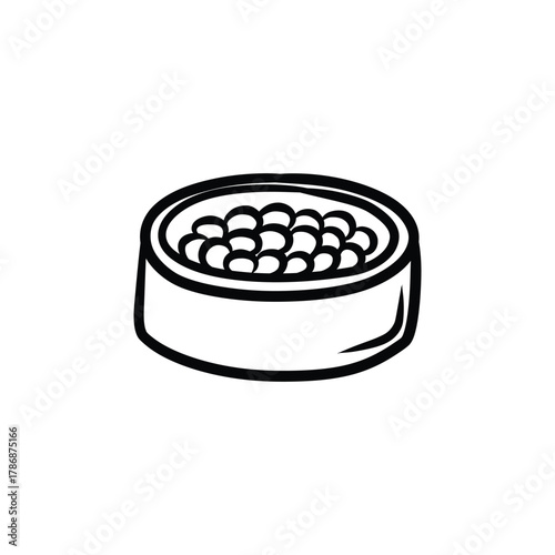 Pet Food Bowl with Kibble Outline Doodle