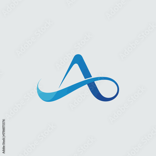 A contemporary interpretation of the infinity symbol in a gradient of blues, representing endless possibilities and creativity, suitable for logos, and branding materials.