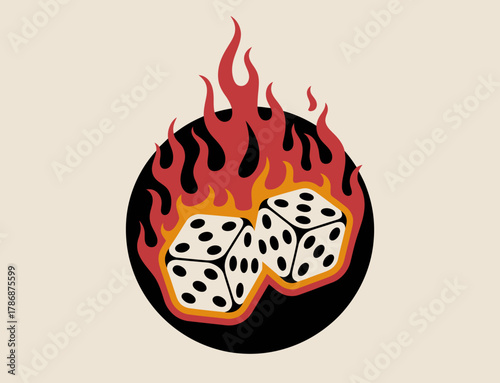 This striking image of flaming dice symbolizes risk, chance, and excitement, ideal for themes related to gambling, competition, and daring decisions in design.