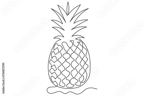 Pineapple continuous one line drawing minimalist outline illustration