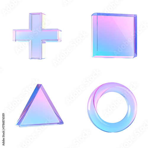 Ethereal pastel shapes cross, square, triangle, circle