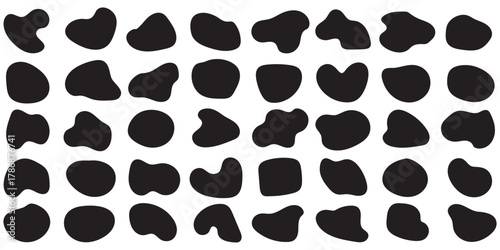 Blob shape organic set. Collection from abstract forms for design and paint. Different drops in modern style. Liquid silhouette drop in modern style.