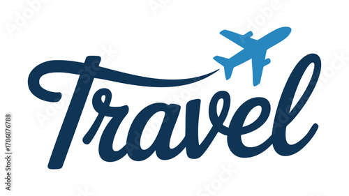 Travel wordmark and airplane logo