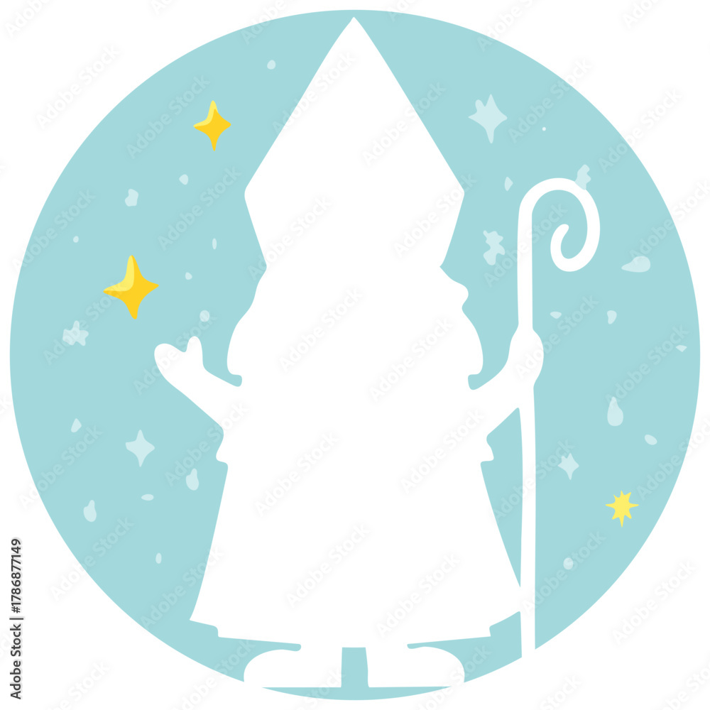Fototapeta premium Sinterklaas Silhouette With Stars Illustration