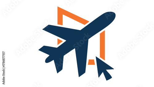 Flight travel online booking icon