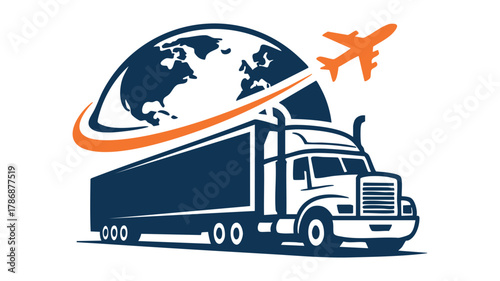 Global shipping delivery truck