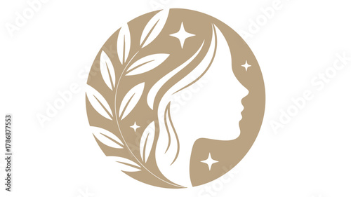 Elegant woman nature spa emblem
