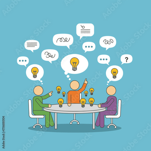 Brainstorming session with people sharing ideas and solutions.