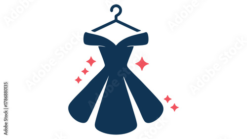Fresh blue dress on hanger icon