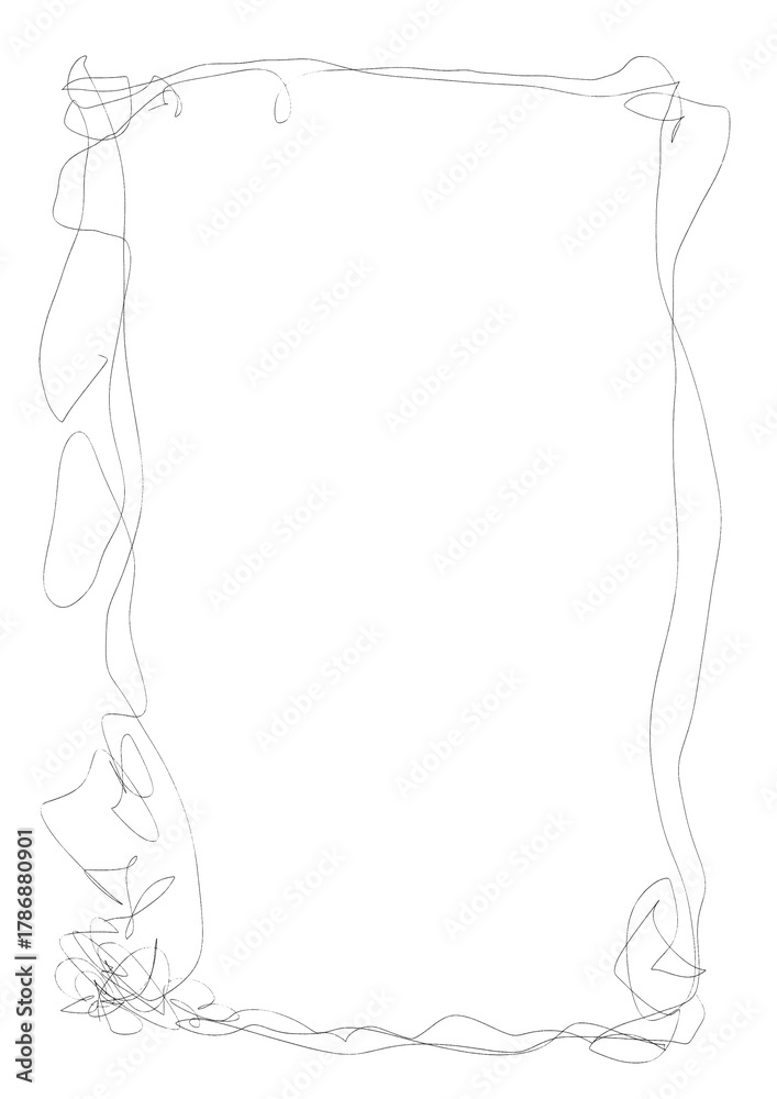 Obraz premium シンプルな線の有機的な手描きのフレーム